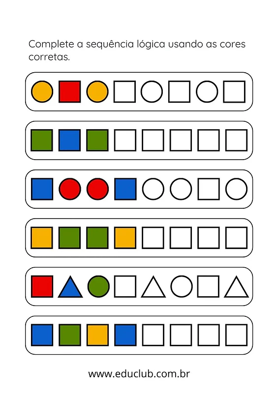 Atividade de sequência lógica | Educlub